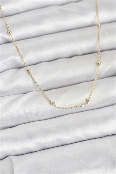 Mey İthalat® CM 14K Gold Renk Minik Top Zincirli Kadın Kolye