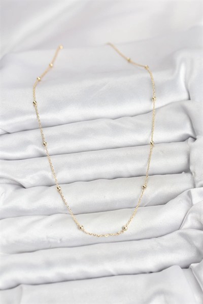 Mey İthalat® CM 14K Gold Renk Minik Top Zincirli Kadın Kolye