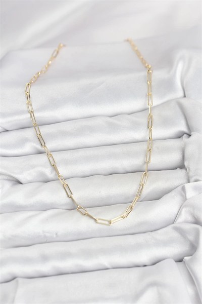 Mey İthalat® CM 14K Gold Renk Pirinç Ataç Zincir Kadın Kolye