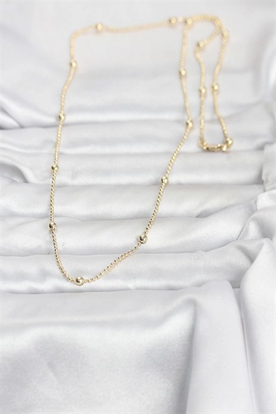 Mey İthalat® CM 14K Gold Renk Top Zincir 60 cm Kadın Kolye