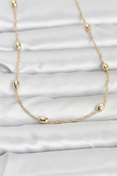 Mey İthalat® CM 14K Gold Renk Topçuklu Burgu Zincir Model 60 cm Kadın Kolye