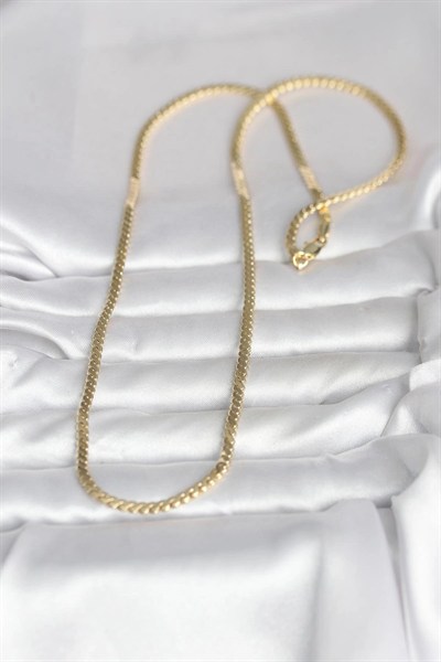Mey İthalat® CM 14K Gold Renk Yassı Ezme Zincir Model 60 cm Kadın Kolye