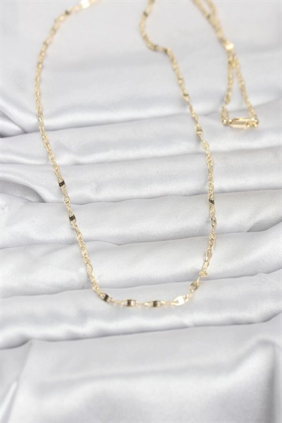 Mey İthalat® CM 14K Gold Renk Yassı Gemici Zincir Model 60 cm Kadın Kolye