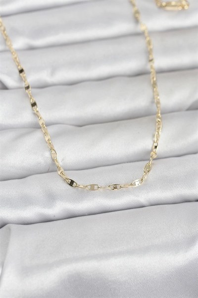 Mey İthalat® CM 14K Gold Renk Yassı Gemici Zincir Model 60 cm Kadın Kolye