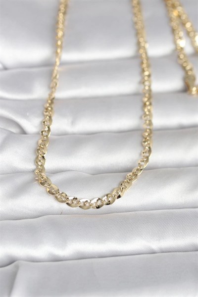 Mey İthalat® CM 14K Gold Renk Yassı Oval Zincirli Model 60 cm Kadın Kolye