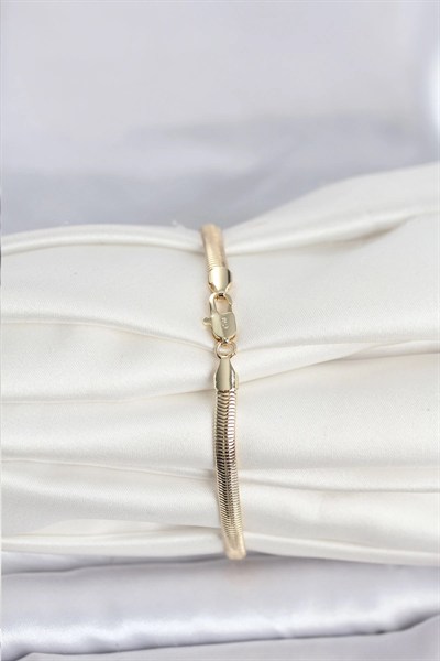 Mey İthalat® CM 14K Gold Renk Yassı Yılan Zincir Model Kadın Bileklik