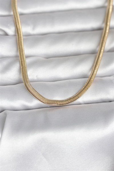 Mey İthalat® CM 14K Gold Renk Yassı Yılan Zincir Model 45 cm Kadın Kolye