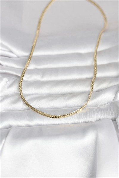Mey İthalat® CM 14K Gold Renk Yassı Zincir Model 45 cm Kadın Kolye