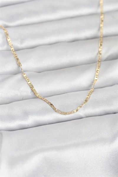 Mey İthalat® CM 14K Gold Renk Yassı Zincir Model 60 cm Kadın Kolye