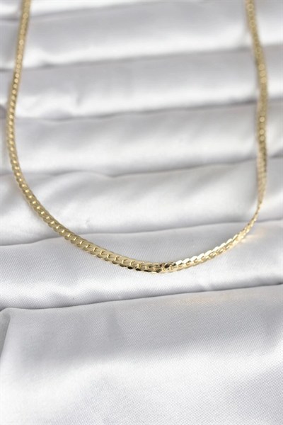 Mey İthalat® CM 14K Gold Renk Yassı Zincir Model 45 cm Kadın Kolye