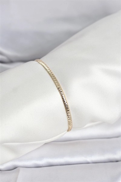 Mey İthalat® CM 14K Gold Renk Yassı Zincir Model Kadın Bileklik