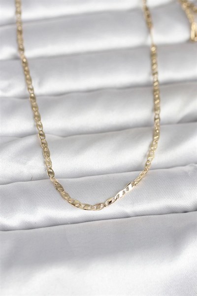 Mey İthalat® CM 14K Gold Renk Yassı Zincir Model 60 cm Kadın Kolye