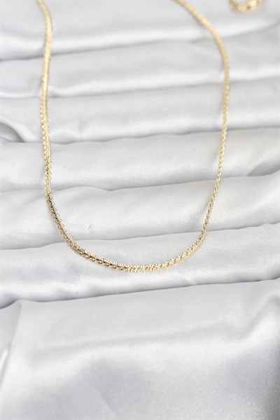 Mey İthalat® CM 14K Gold Renk Yassı Zincir Model 60 cm Kadın Kolye