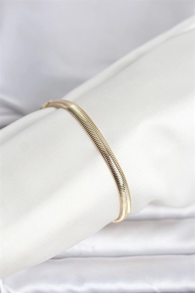 Mey İthalat® CM 14K Gold Renk Yassı Zincir Yılan Model Kadın Bileklik