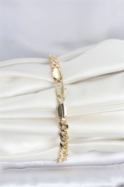 Mey İthalat® CM 14K Gold Renk Yassı Zincir Model Kadın Bileklik