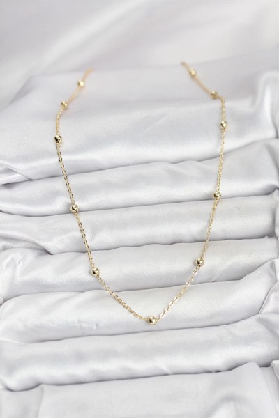 Mey İthalat® CM Gold Renk Top Zincirli Kadın Kolye