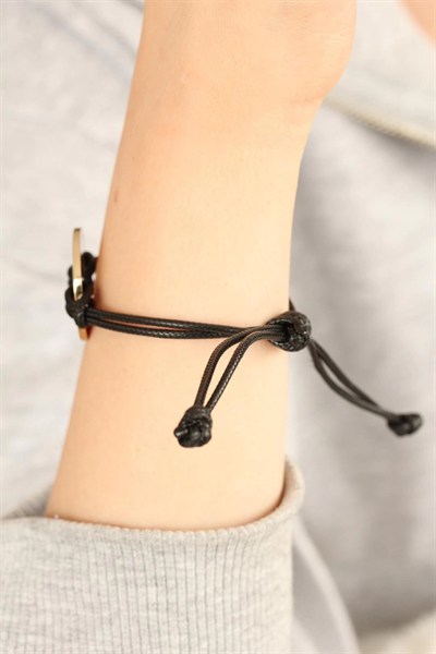 Mey İthalat® COOL (Havalı) Siyah Deri İpli Unisex Mood Bileklik