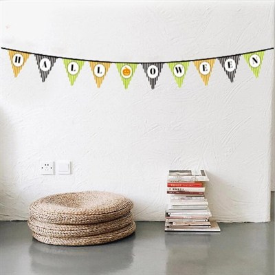 Mey İthalat® Cadılar Bayramı Kabak Temalı Halloween Yazılı Banner Süs Flama 3 Metre