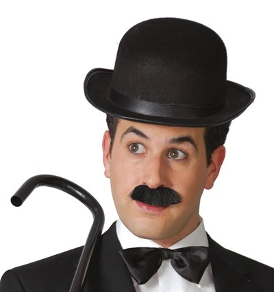 Mey İthalat® Charlie Chaplin Stil Yetişkin Şapkası – Siyah Melon Parti Şapkası