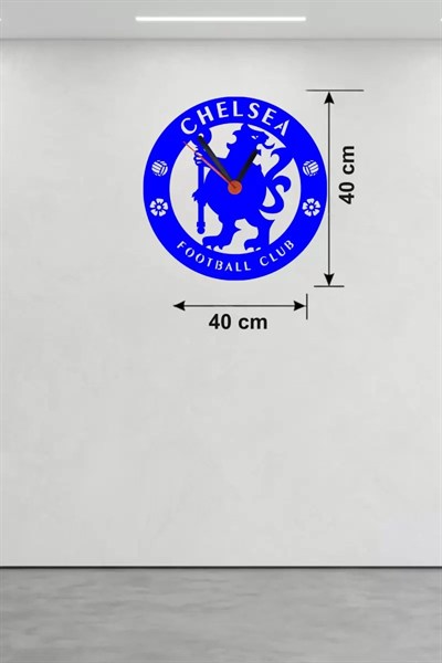 Mey İthalat® Chelsea FC Logolu Ahşap Duvar Saati - 40x40 cm Taraftar Hediyesi