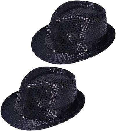 Mey İthalat® Çocuk Boy Siyah Payetli Şapka Gösteri Şapkası Michael Jackson Şapkası 54 No