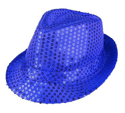 Mey İthalat® Disko Star Mavi Payetli Fötr Şapka Yetişkin Boy