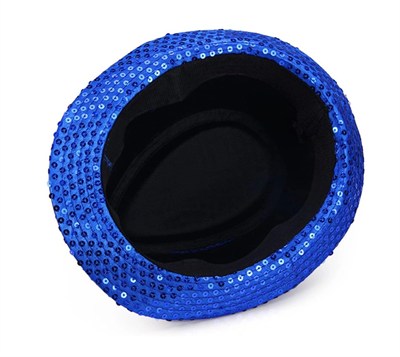 Mey İthalat® Disko Star Mavi Payetli Fötr Şapka Yetişkin Boy