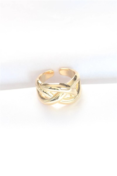 Mey İthalat® Düğüm Model Gold Renk Ayarlanabilir Yüzük