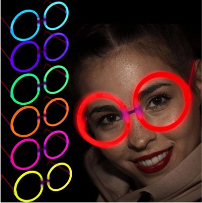 Mey İthalat® Glow  Yuvarlak Gözlük - Glow Partisi Gözlükleri - Glow Gözlük 12 Adet