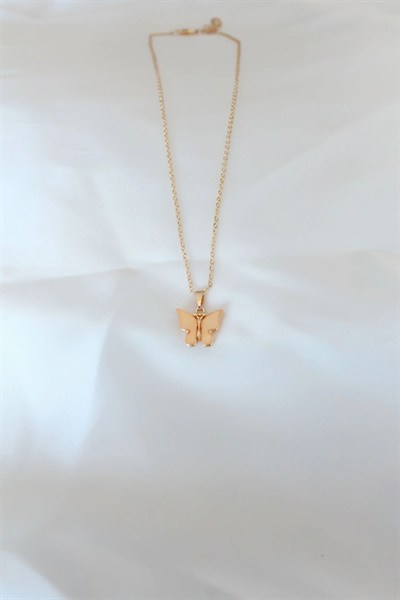 Mey İthalat® Gold Kaplama Sarı Renk Sedefli Kelebek Kolye