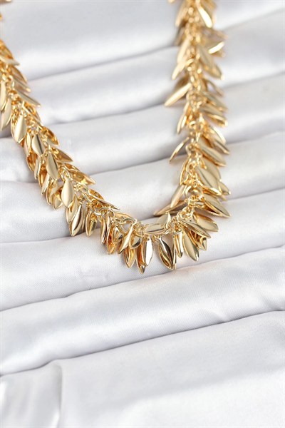 Mey İthalat® Gold Renk Pirinç Saçaklı Kadın Kadın Kolye