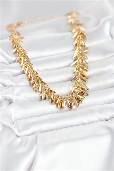 Mey İthalat® Gold Renk Pirinç Saçaklı Kadın Kadın Kolye