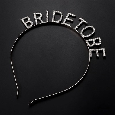 Mey İthalat® Gümüş Kaplama Kristal Taşlı Bride To Be Gelin Tacı 16x17 cm