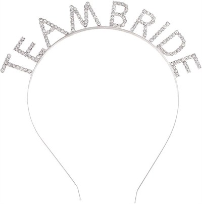 Mey İthalat® Gümüş Kaplama Kristal Taşlı Team Bride Taç 16x17 cm