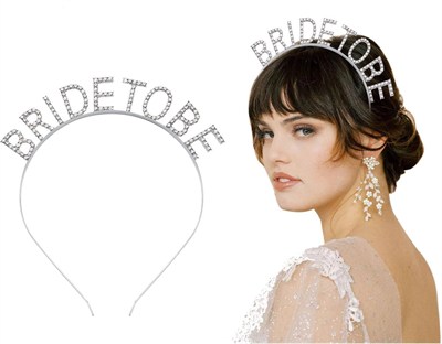 Mey İthalat® Gümüş Kaplama Kristal Taşlı Bride To Be Gelin Tacı 16x17 cm