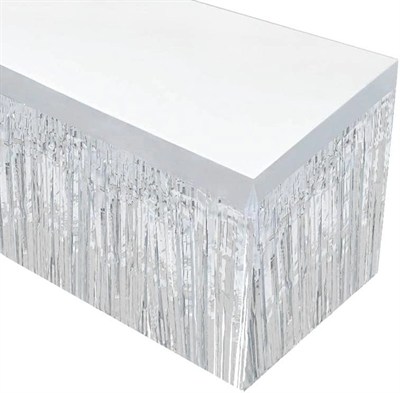 Mey İthalat® Gümüş Metalize Masa Eteği 275x75 cm – Kendinden Yapışkanlı
