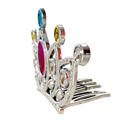 Mey İthalat® Gümüş Renk Taraklı Model Prenses Kraliçe Tacı 2 No 12x7 cm