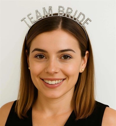 Mey İthalat® Gümüş Renk Team Bride Taç Plastik – Gelin ve Nedime Tacı