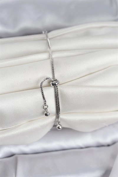 Mey İthalat® Gümüş Renk Zirkon Taşlı Sıralı Damla Model Asansörlü Kadın Bileklik