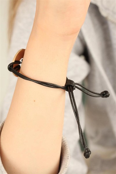 Mey İthalat® HOPE (Umutlu) Siyah Deri İpli Unisex Mood Bileklik