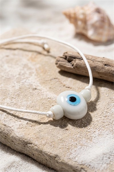 Mey İthalat® Handmade Bohem Beyaz Nazar Kolye
