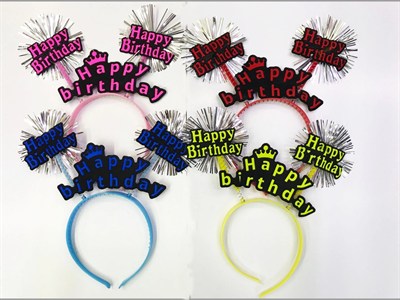 Mey İthalat® Happy Birthday Neon Renk Doğum Günü Tacı 12 Adet