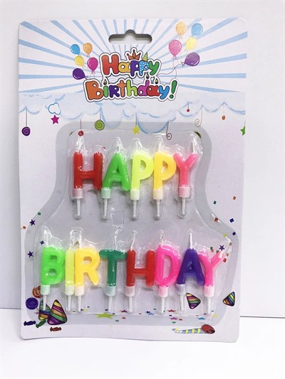 Mey İthalat® Happy Birthday Yazılabilen Rengarenk Doğum Günü Mumu
