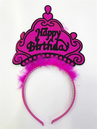 Mey İthalat® Happy Birthday Yazılı Neon Renk Taç 12 Adet