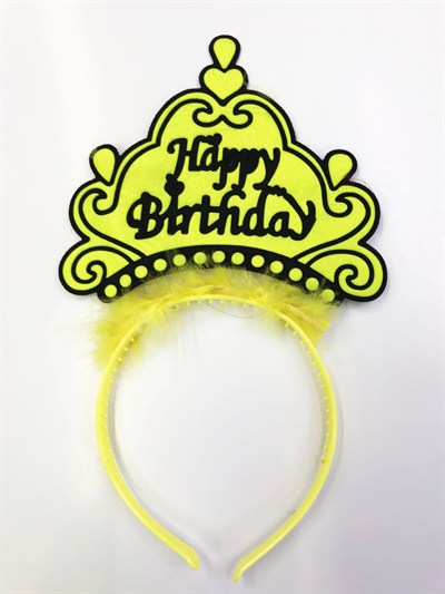 Mey İthalat® Happy Birthday Yazılı Neon Renk Taç 12 Adet