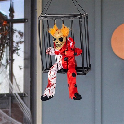 Mey İthalat® Hareketli Sesli Sensörlü Mahkum Joker İskelet Dekorasyon 22x27 cm