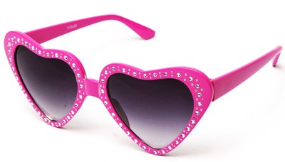 Mey İthalat® Kalp Şekilli Taşlı Parti Gözlüğü Pembe Renk 6x16 cm