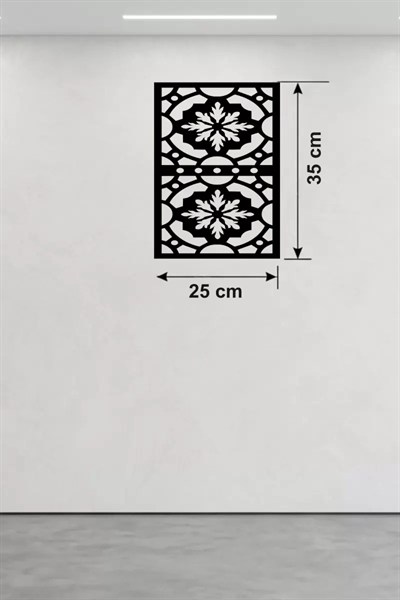 Mey İthalat® Kar Tanesi ve Barok Desenli Ahşap Duvar Tablosu - 25x35 cm Lazer Kesim Pano