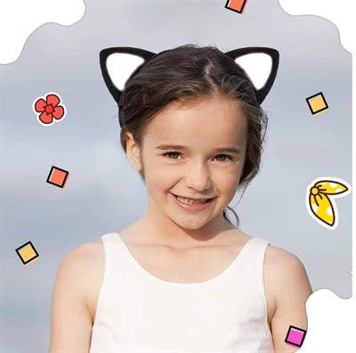 Mey İthalat® Kedi Kulak Taç Siyah İçi Beyaz Renk Pofuduk 15X17 cm