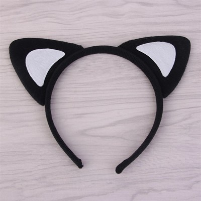 Mey İthalat® Kedi Kulak Taç Siyah İçi Beyaz Renk Pofuduk 15X17 cm